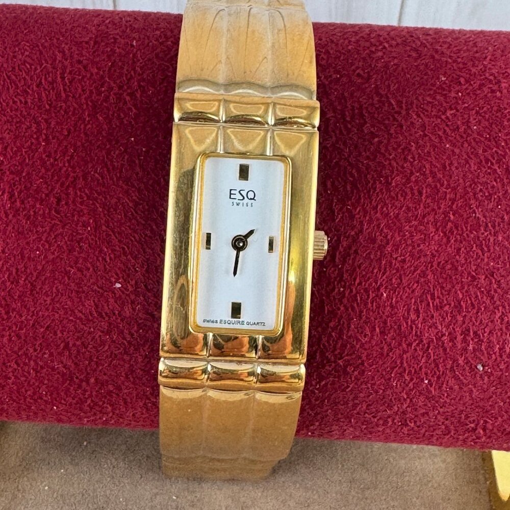 Vintage Women's ESQ By Movado Swiss Gold Plated All Stainless Steel Watch